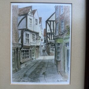 VTG The Shambles York Watercolor Print 9.5x11.5 Inch Colin Williamson Framed
